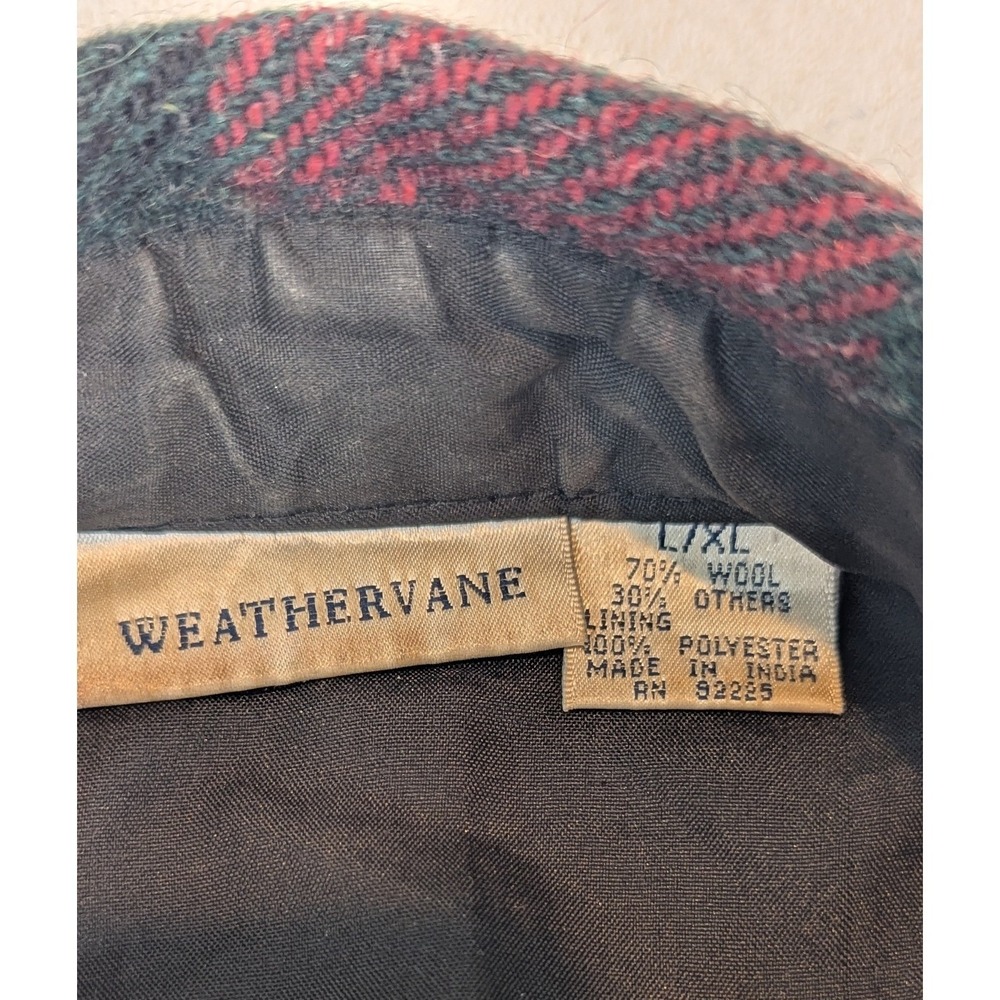 VTG 90's Plaid Wool Work Barn Jacket Red Black Weathervane Long Sleeve Coat L/XL - Picture 7 of 11